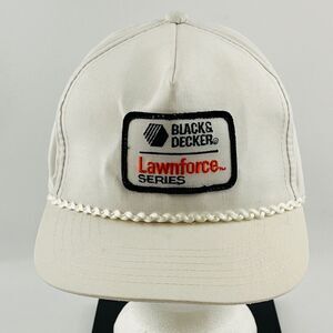 Vintage Black & Decker Lawnforce Series Snapback Hat‎ White Cap Rope Adjustable